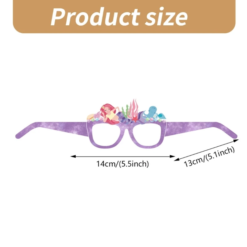 Mermaids Themed Paper Glasses for Kids Comfortable Party Eyewear Charm