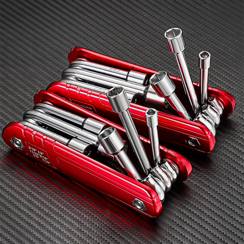 

6 in 1 Folding Nut Driver Set Imperial/Metric,Hex Nut Driver Set,Motor Folding Socket Wrench,Steel Shank Portable Premium Handle