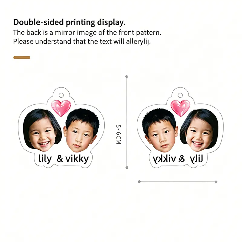 Custom Acrylic Baby Pets Photo Keychain with Little Pendant Personalized Picture Keyring Double Side Print Cartoon Key Chain - Image 3