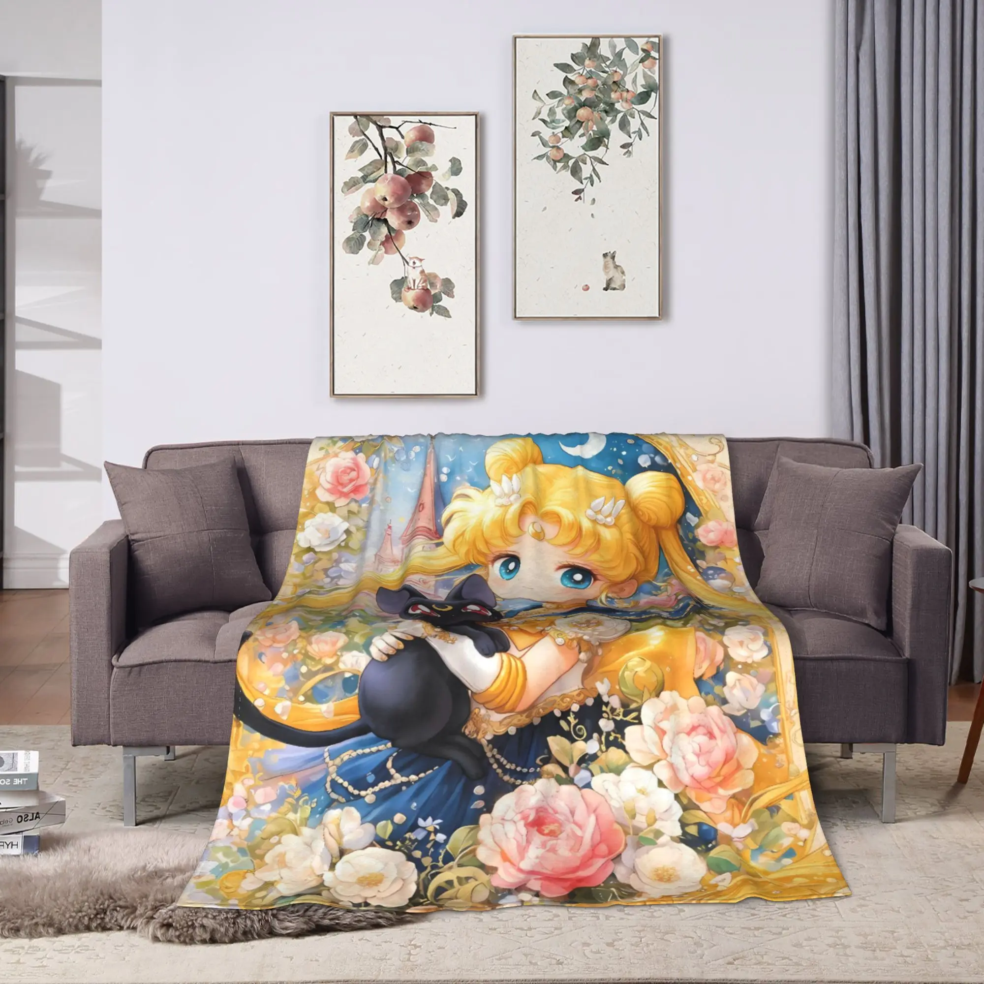 Sailor Moon Warm Blanket  Child Plush Throw Blanket Funny Couch Bed Flannel Bedspread Sofa Bed Cover
