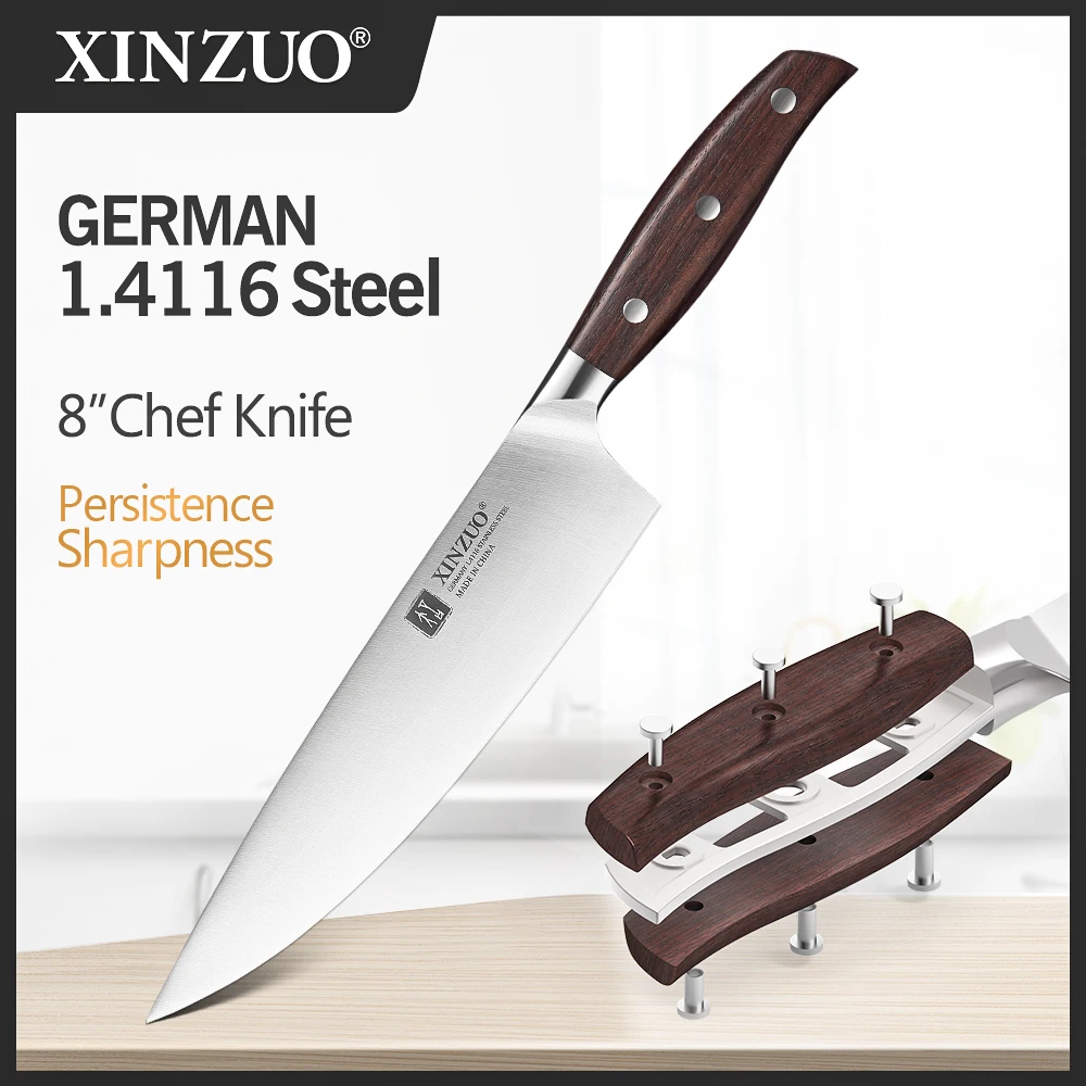 XINZUO 8\'\' Chef Knife Germany DIN 1.4116 Stainless Forged Steel Kitchen Knives Chef\'s Knife Kitchen Gyuto Knife