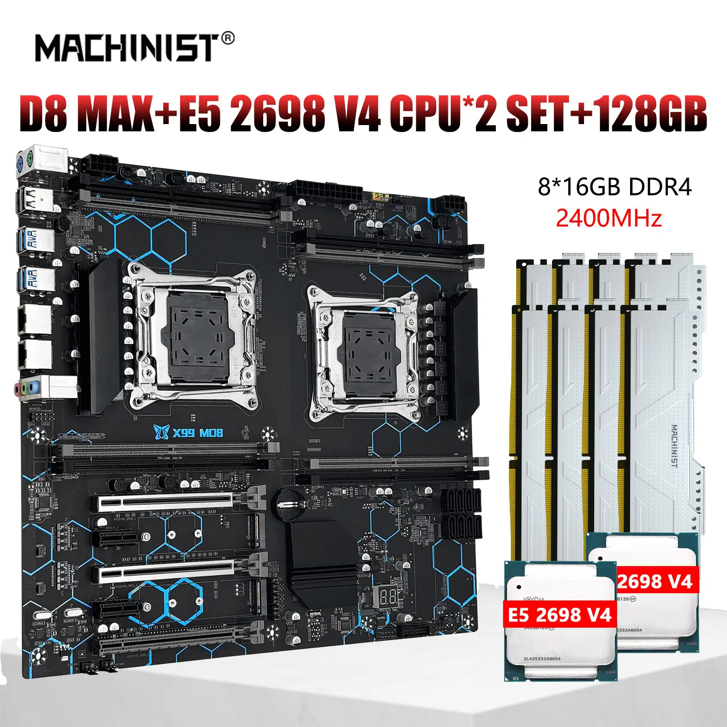 

Machinist MD8 X99 комплект материнской платы LGA2011-3 Xeon E5 2698 V4 двойной процессор с DDR4 8*16 Гб ECC ОЗУ память 8 слотов