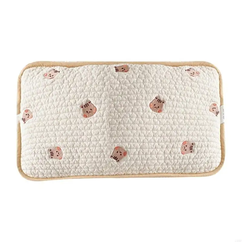 

Quilted Pillow Baby Head Pillow with Animal Pattern Breathable Pillow Stroller Pillows Flat Pillow for Kid 0-3 Year 24BE