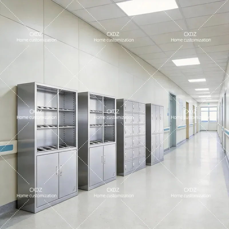 304 Stainless Steel Locker Staff Workshop Change Wardrobe Dust Free Storage Cabinet Dormitory Wardrobe