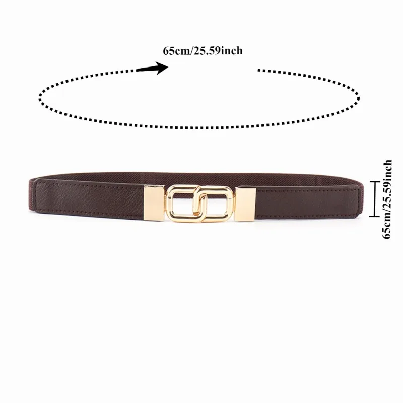 Time-Inspired European  American Style Belt with Geometric Double-Ring Buckle  Versatile Belt Chain with Elastic Waistband