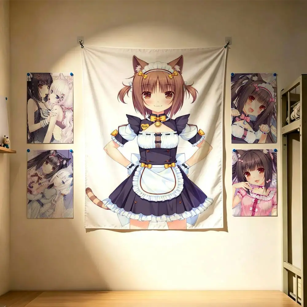 

NEKOPARA Anime Game Flags Wall Hanging Background Art Banner for Bedroom Home Outdoor Decor