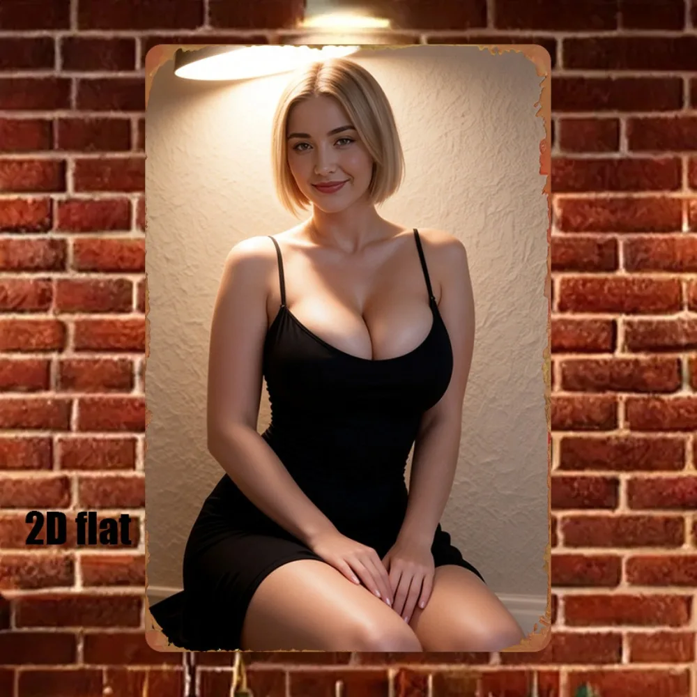 CIFBUY Vintage Blonde Lady Aluminum Wall Art Waterproof Wear Resistant Metal Sign for Living Room Bedroom Home Bar Decor Gift