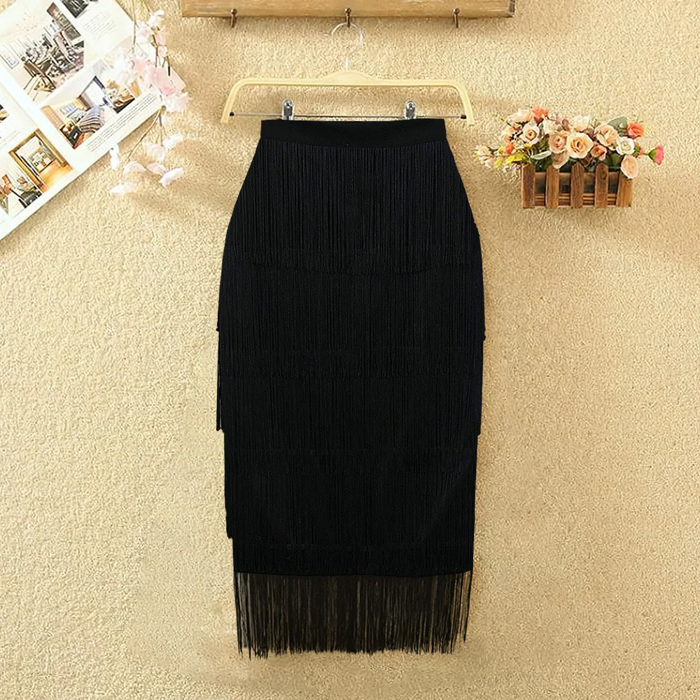 High Waist Hip Wrap Skirt large size slim fit casual versatile splicing tassel ol women's skirt pencil skirt