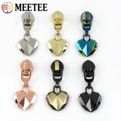 5-20Pcs 5# Metal Heart Zipper Slider for Nylon Zippers Tape Garment Luggage Zips Head Bag Jacket Zip Pull Repair Kit Accessories