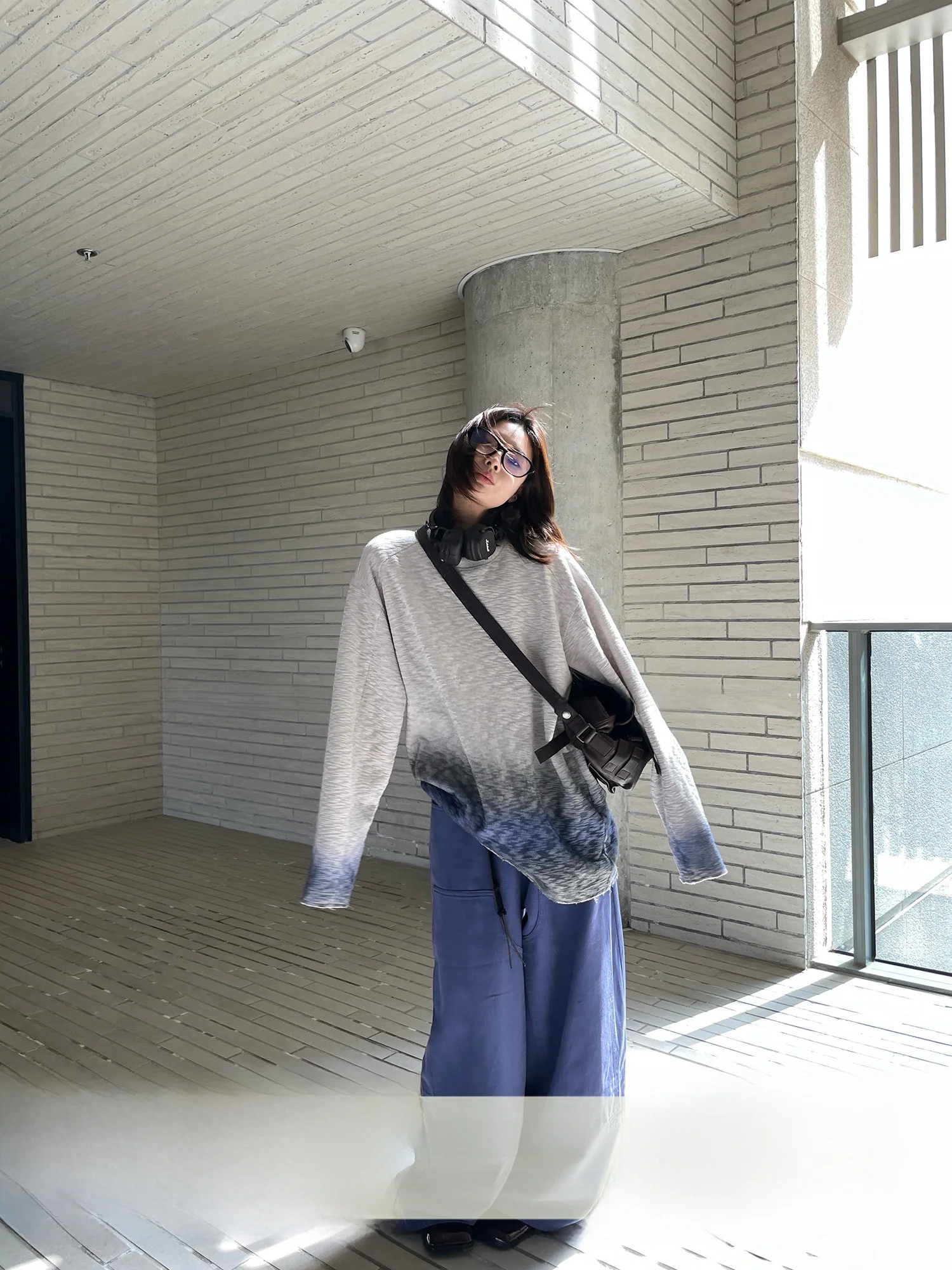 

Женский вязаный свитшот JCCC Adow Adient с круглым вырезом, плотный, с эффектом тай-дай на водной основе, из смесового хлопка, весна 2026