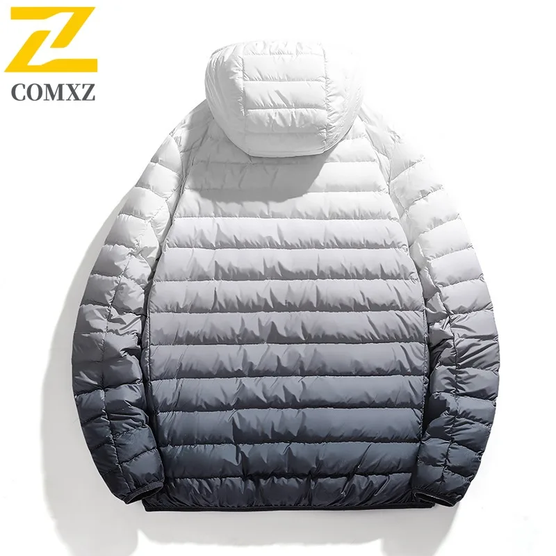 COMXZ Premium hommes doudoune cravate colorant conception aventure en plein air léger chaud Parka à capuche voyage coupe-vent hiver vers le bas manteau
