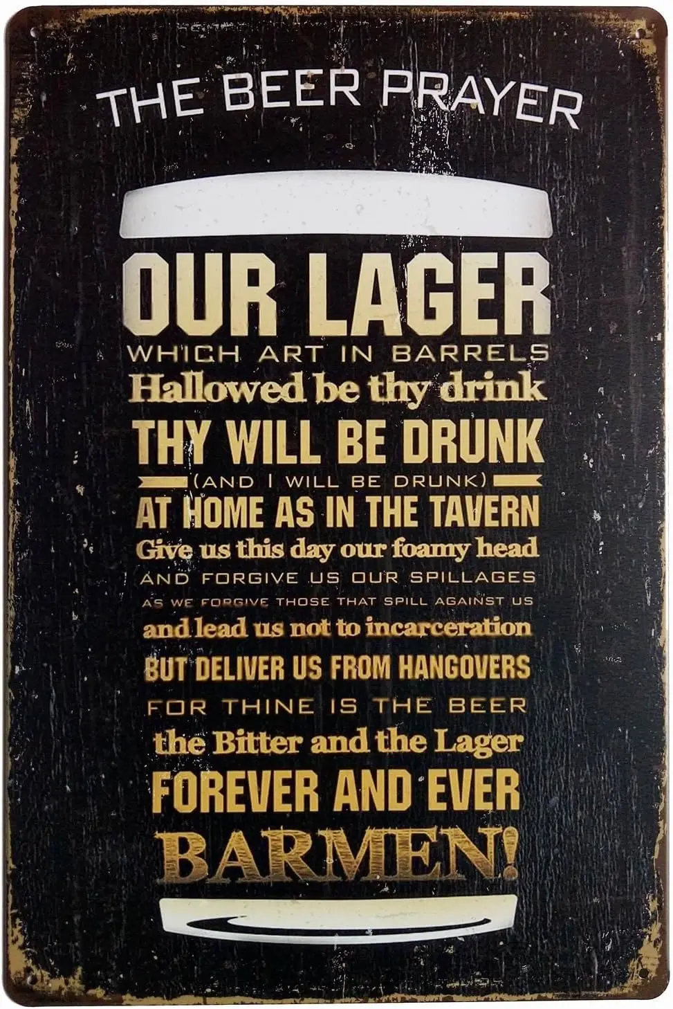 The Beer Prayer Tin Signs Vintage Retro Metal Bar Pub Poster Wall Plaque 12X 8