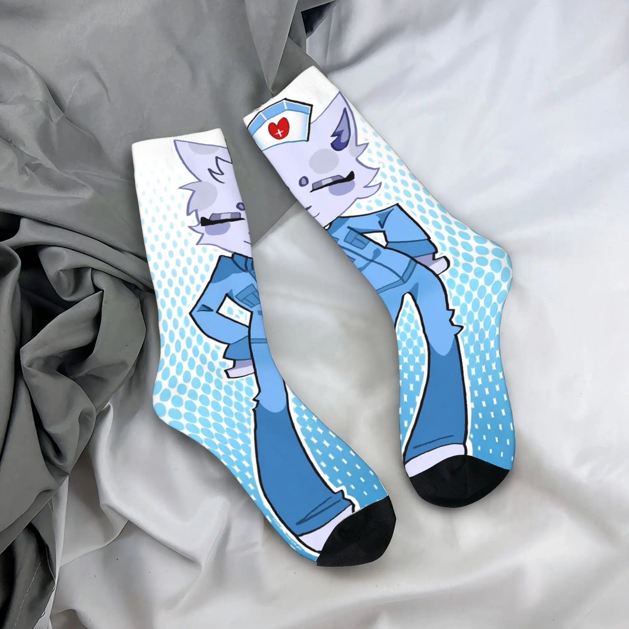 Animal Hospital White Cat Nurse Cartoon Stockings  Design Leisure Socks Spring Non Slip Socks Couple Cycling Warm Soft Socks
