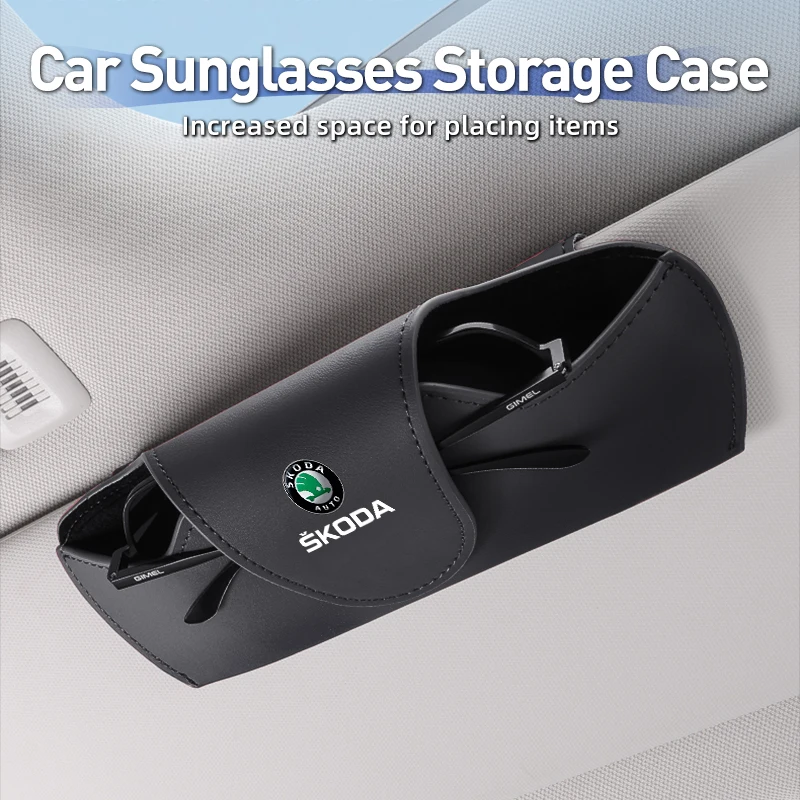 Car Sunglasses Storage Box Visor Magnetic Glasses Case Accessories For Skoda Octavia Rapid Kodiaq Superb Derivative Karoq Fabia