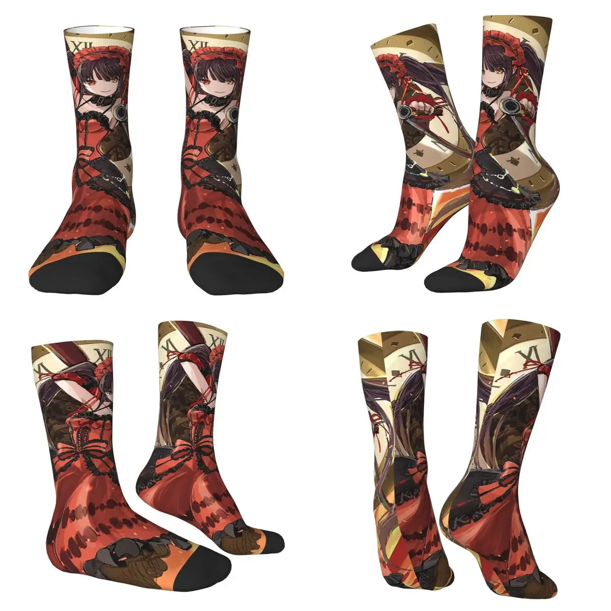 Tokisaki Kurumi Date A Live Game Socks Harajuku High Quality Stockings All Season Long Socks for Unisex Valentine's Day Gifts