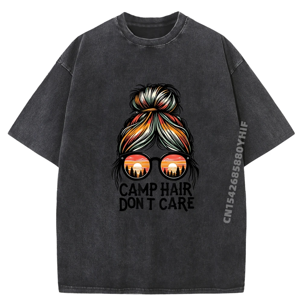 

Camp Hair Dont Care Кемпинговая футболка с коротким рукавом в стиле хип-хоп, женские футболки, классические топы, футболка большого размера, хлопковые стираные топы