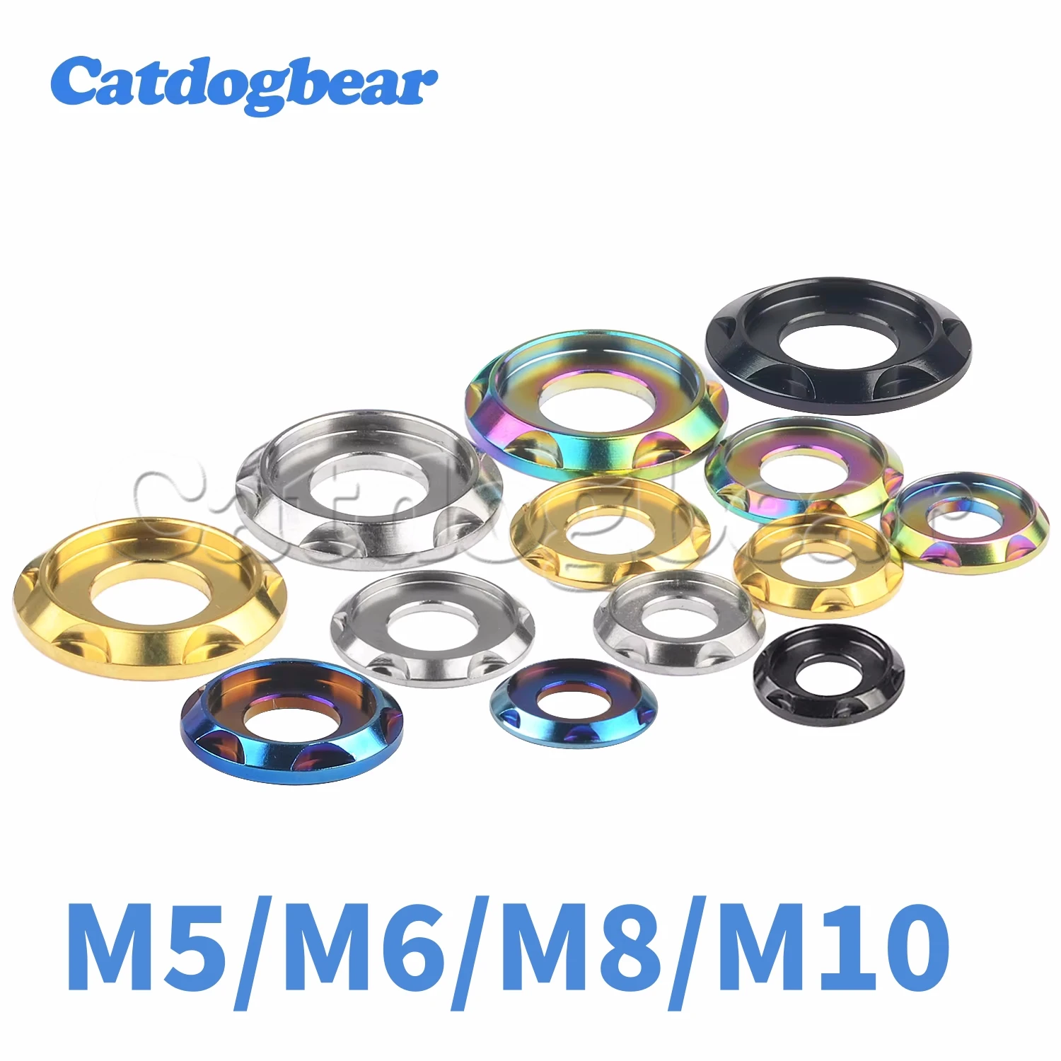 Catdogbear 10PCS Titanium Washers M5/M6/M8/M10 Step Gasket For Motor Bike