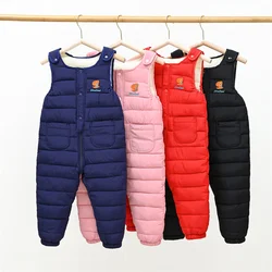 Baby Boys Girls Jumpsuits Children Thickened Warm Down Pants Kids Autumn Winter Cartoon Trousers 2024 New Infant Clothing