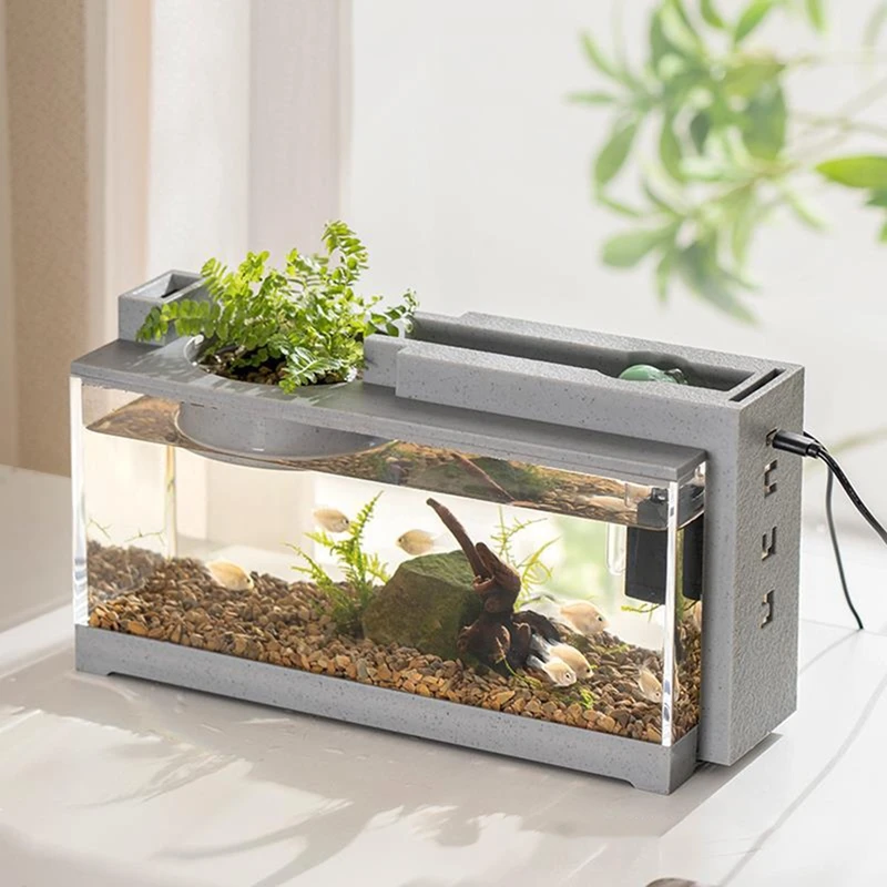 Betta-Fish Tank Mini Aquarium Tank-Starter Kit With USB Mute Filter Landscape Fish Tank For Small Spaces Decoration