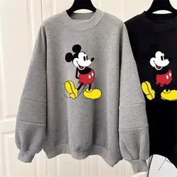 Vestiti popolari coreani moda autunno cotone sciolto o-collo Ins coppia Casual Cartoon Mickey Mouse stampa felpe a maniche lunghe