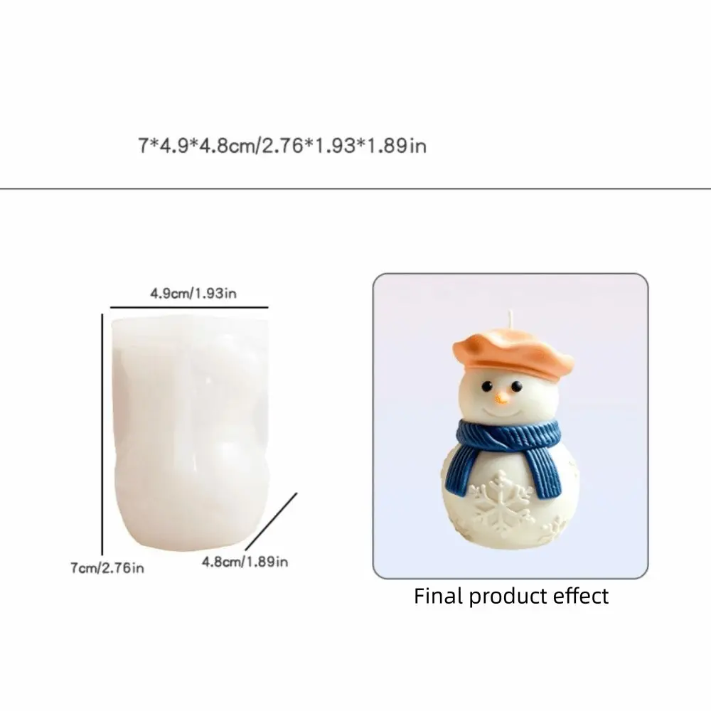 Cute 3D Christmas Snowman Candle Silicone Mold Heat Resistant Flexible Chocolate Mold Handmade Split Mold Baking Mold DIY Making