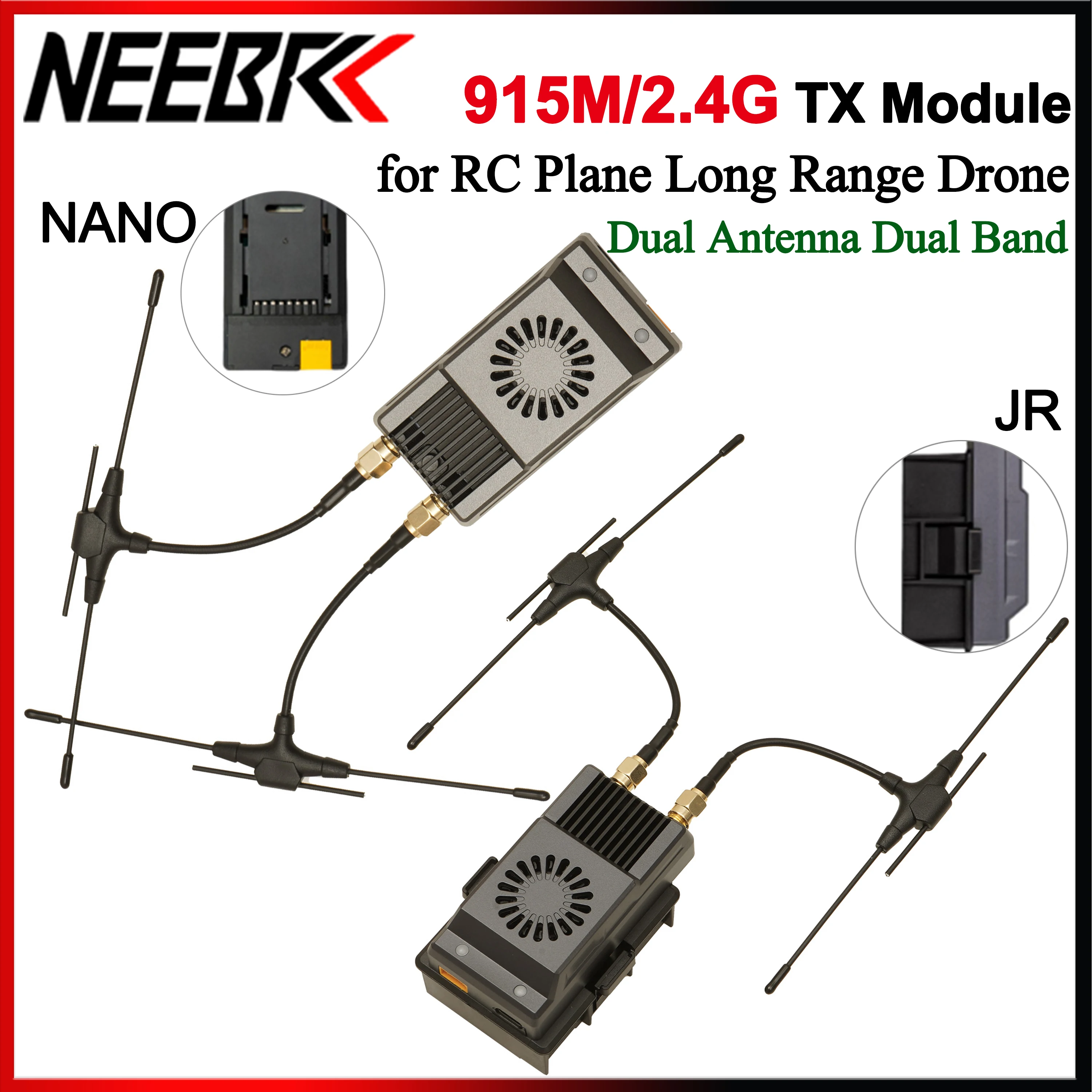 

915MHz/2.4GHz ELRS Dual Antenna Dual Band Gemini TX Module JR/Nano Interface ExpressLRS for FPV Drone Quadcopter DIY Parts