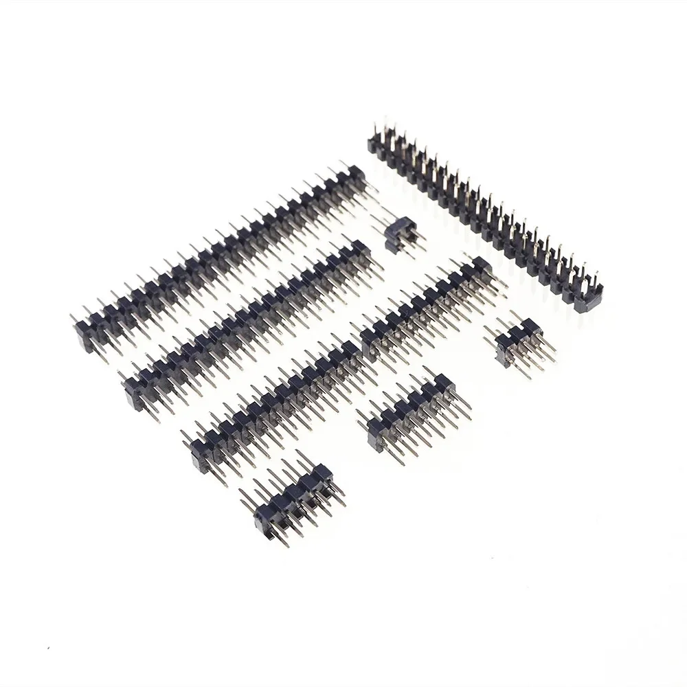 1000pcs 2.54mm 0.100' PCB Header Male Dual Row Pin Header Through Hole Straight 2x2P 4 6 8 10 12 14 16 20 26 30 40 50 60 80 Pin