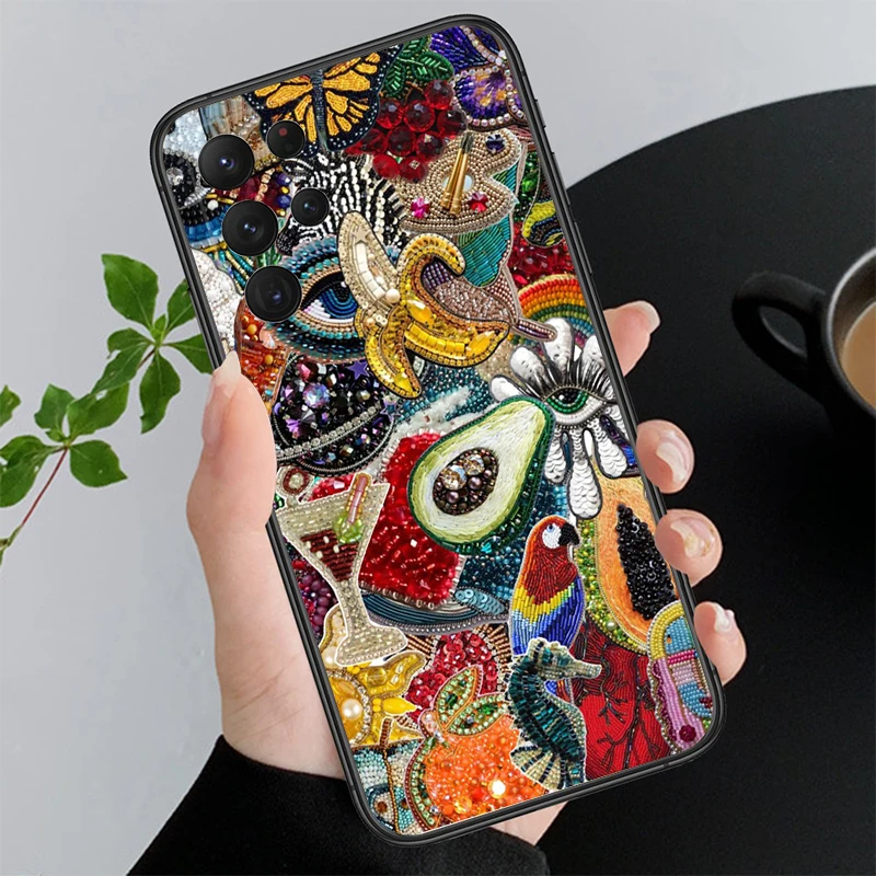 مطرز الفاكهة الكواكب المحيط الحيوان حقيبة لهاتف سامسونج A55 A16 A56 A36 A23 A35 A15 A53 A54 A33 A34 A25 A05S A52 A52S A14 A13 A71 #4