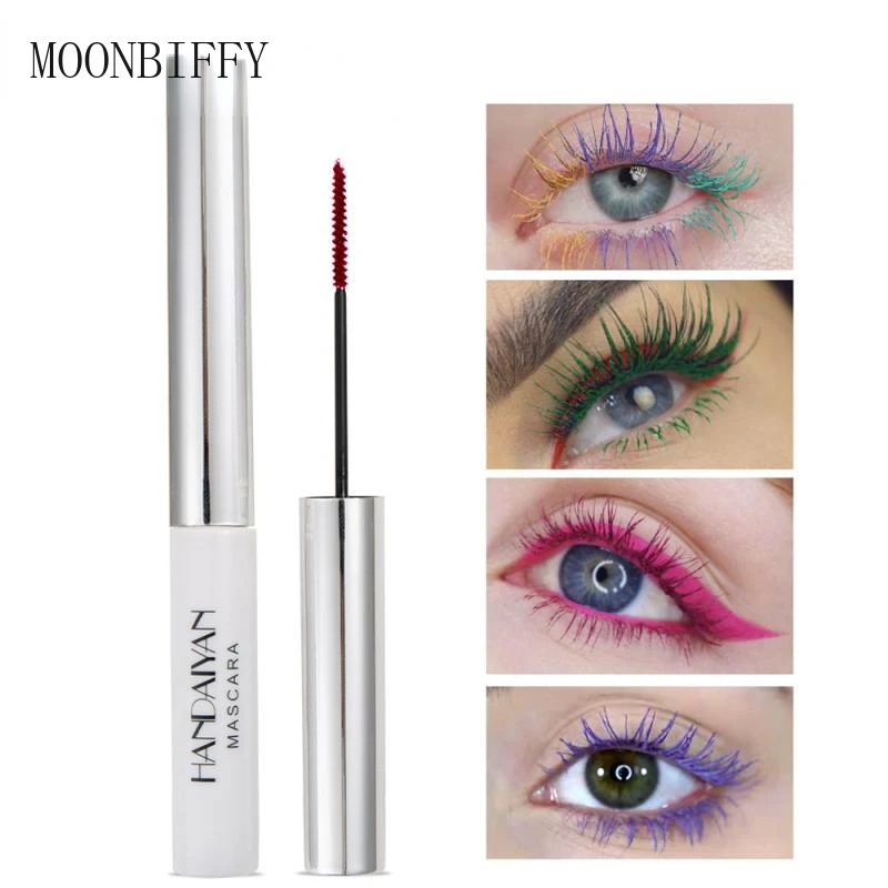 Mascara colorato Impermeabile a lunga durata Curling Allungamento Trucco Blu Verde Rosso Nero Bianco Mascara di colore