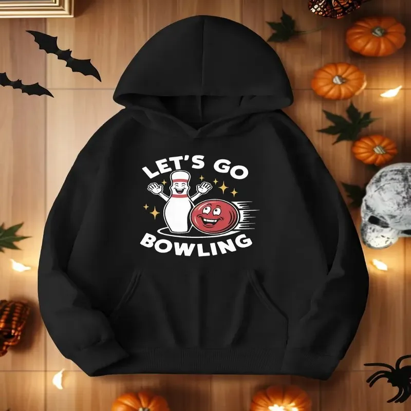 

Зима-Осень Толстовка больших размеров Женская одежда Oversize Женщины Let Us Go Боулинг Мультфильм Графика Круглый вырез С длинным рукавом Мода