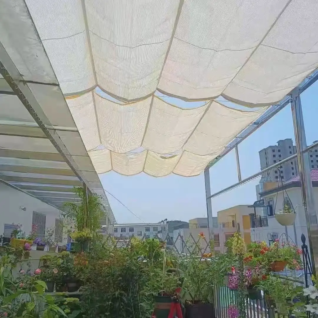 HDPE Wave Sunshade Sail Telescopic Retractable Outdoor Awning Canopy Patio Pergola Shading Retractable Sun Shade Plastic Nets