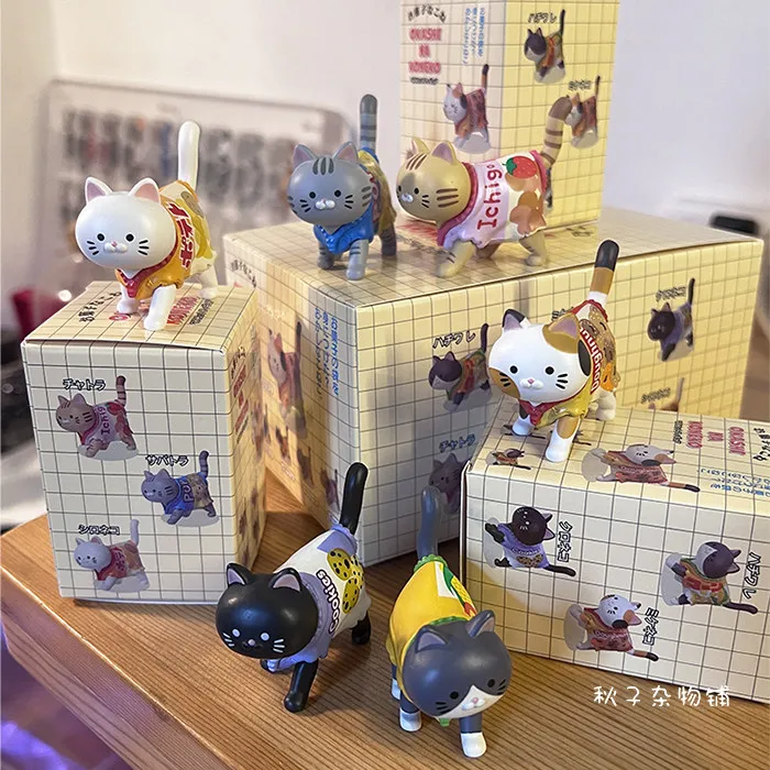 Mofusand Qualia Snack Cat Series Wearing Candy Food Packaging Cute Cat Desktop Ornament Toy Model Mystery Box Surprise Fun Gifts
