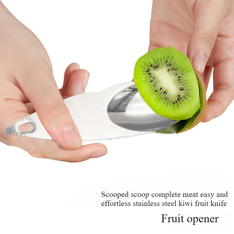 Stainless Steel Kiwi Peeler Kiwi Avocado Dig Spoon Scooper Fruit Cutter Serrated Peeling Knife Kitchen Cutting Gadgets