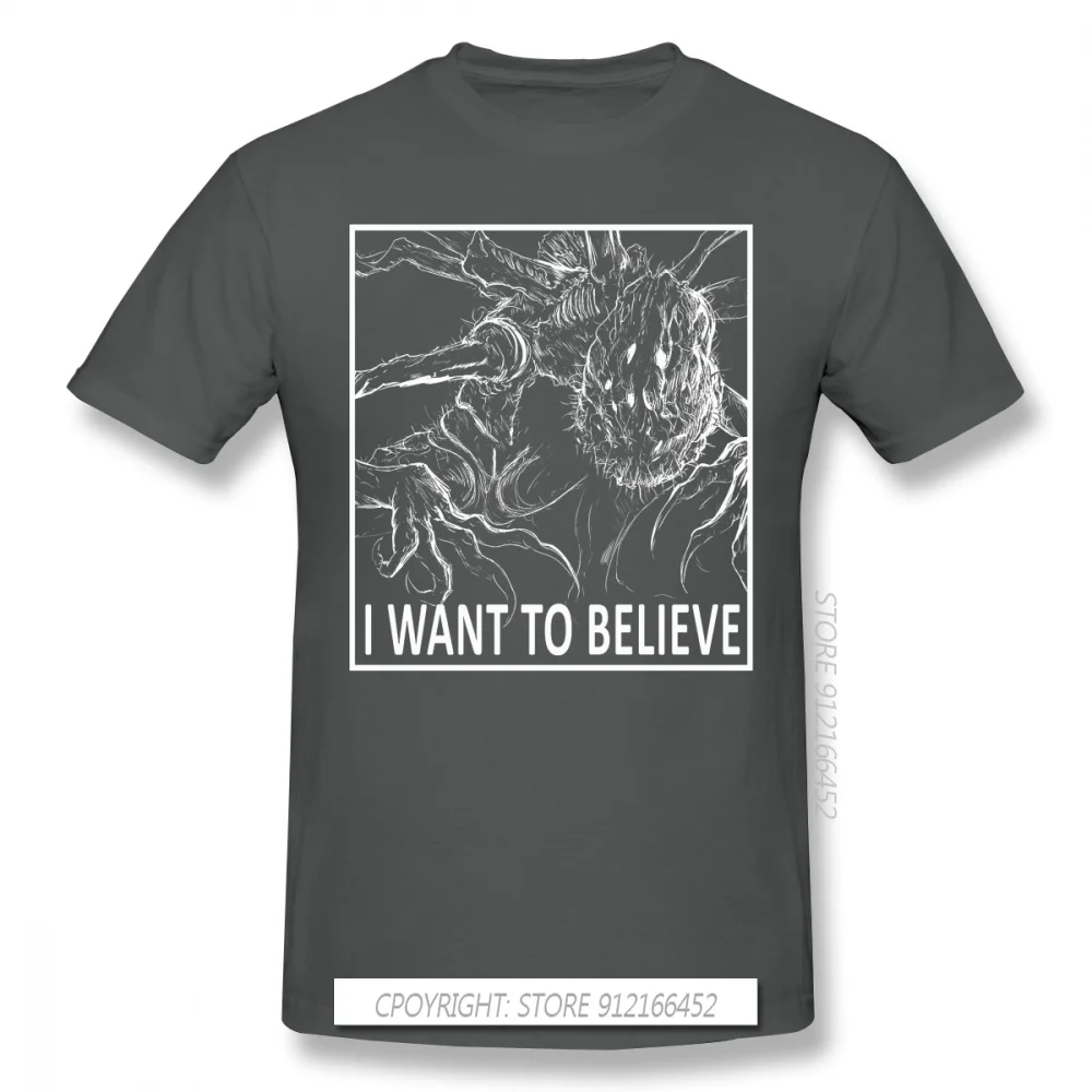 I Want To Believe TShirt Bloodborne Hunters Origin Gothic Yharnam Game Homme T-Shirts Tee Pure Cotton Oversize Short Sleeve