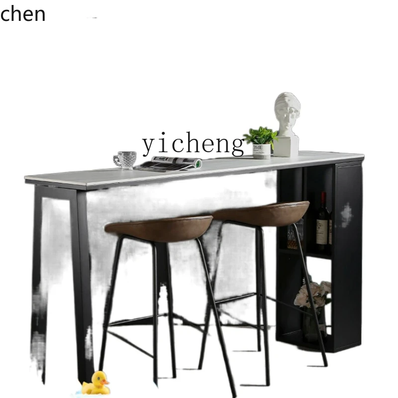 YFY Stone Plate Bar Counter Window Balcony Small Bar High Leg Table Bar Marble Table
