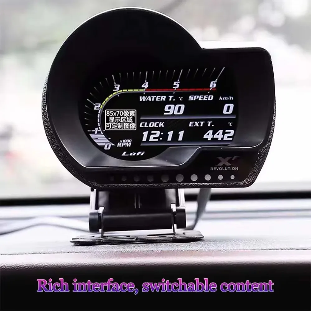 LUFI XF OBD2 Gauge Display English Version Digital Boost Revolution Instrument Car Pressure Afr RPM EXT Oil Meter Alarm Light