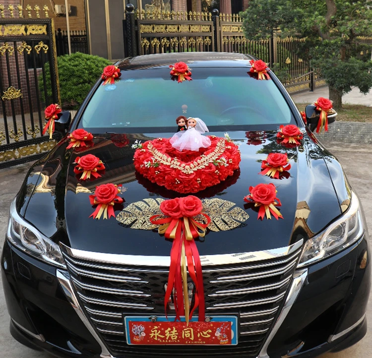 Wedding car decoration set with front flower