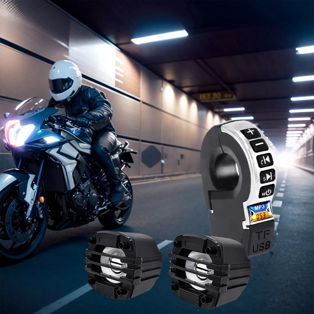 BT Audio with Handle Switch Support FM Radio Motorbike Audio Bluetooth-Compatible TF Card Playback & USB Mobile Phone Charging