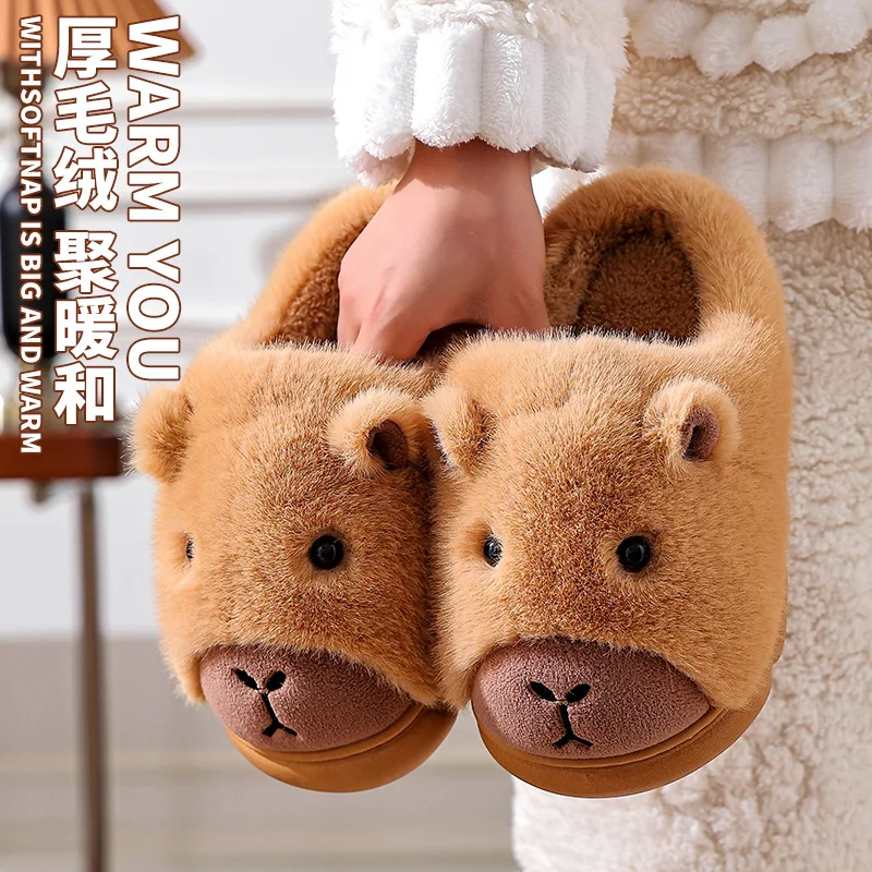 

Новые теплые зимние тапочки в домашних условиях, хлопковая обувь в стиле аниме для девочек, нескользящая модная удобная зимняя замшевая теплая хлопковая швабра