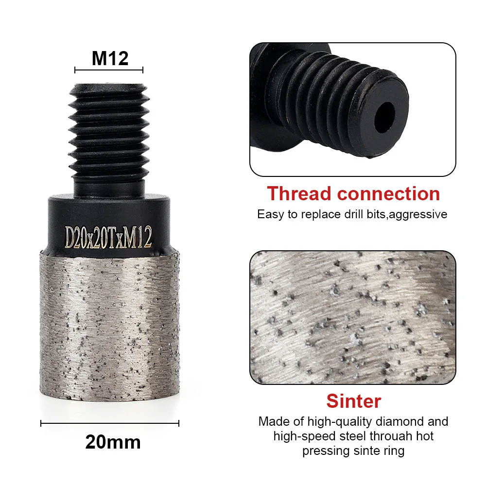 20mm CNC Diamond Incremental Finger Bit M12 CNC Milling Finger Diamond Bit for Granite, Marble and Engineered Stone