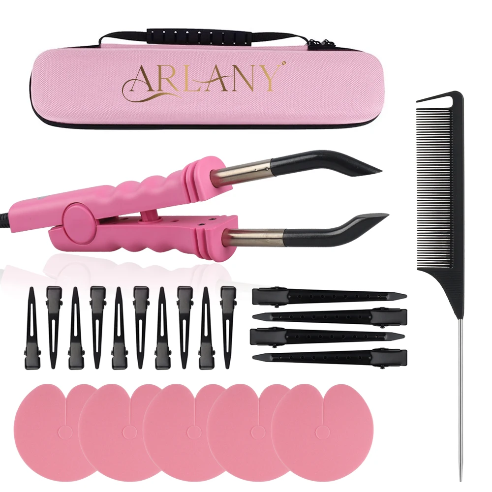 

ARLANY Hair Extension Iron Kit for Keratin Extensions Fusion Hair Connector Iron with Single Hole Heat Shield Guards Metal Clips