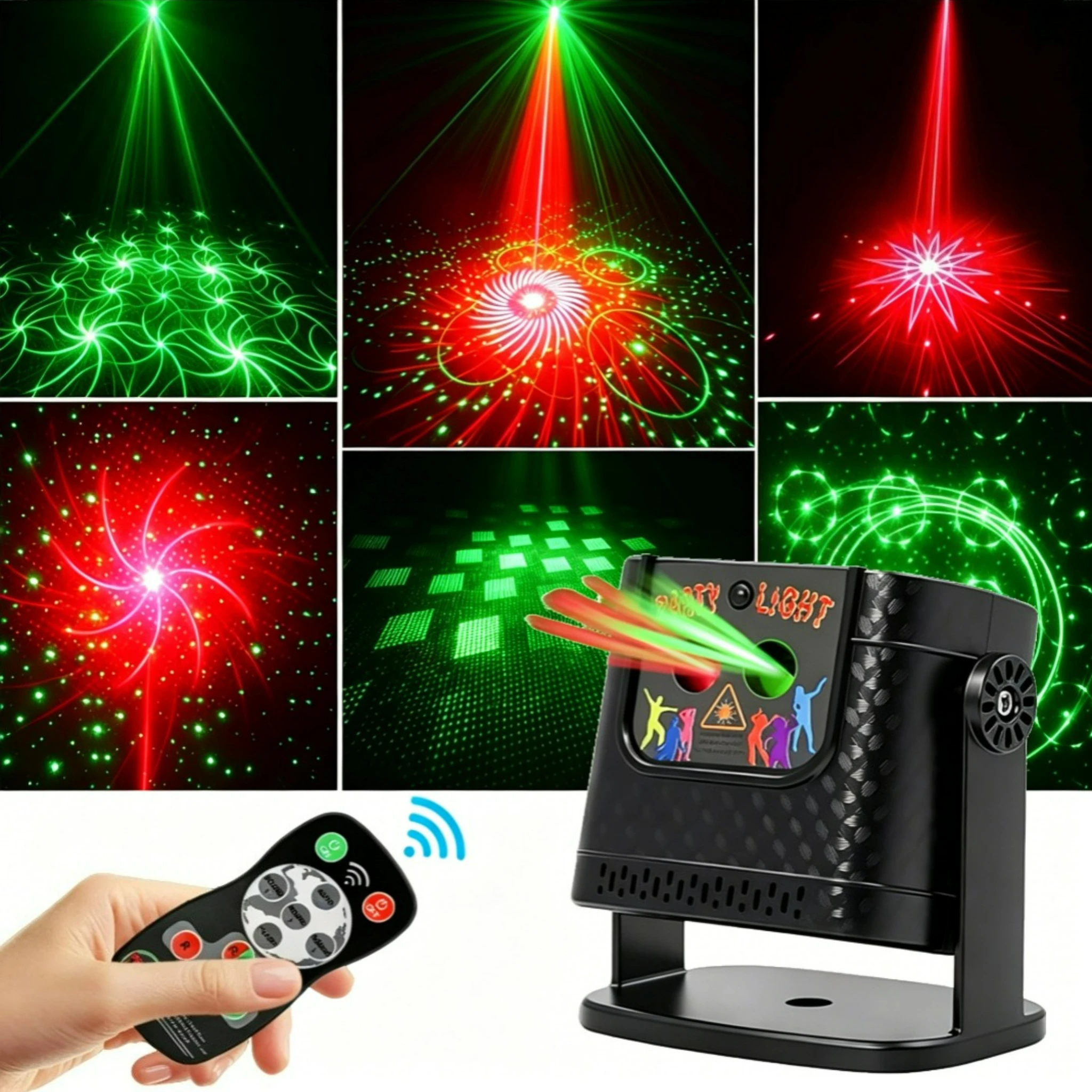 Voice Controlled Laser Stage Light with Remote Control 60 Pattern Beam Strobe Rotation KTV Bar Disco DJ Party Atmosphere Light