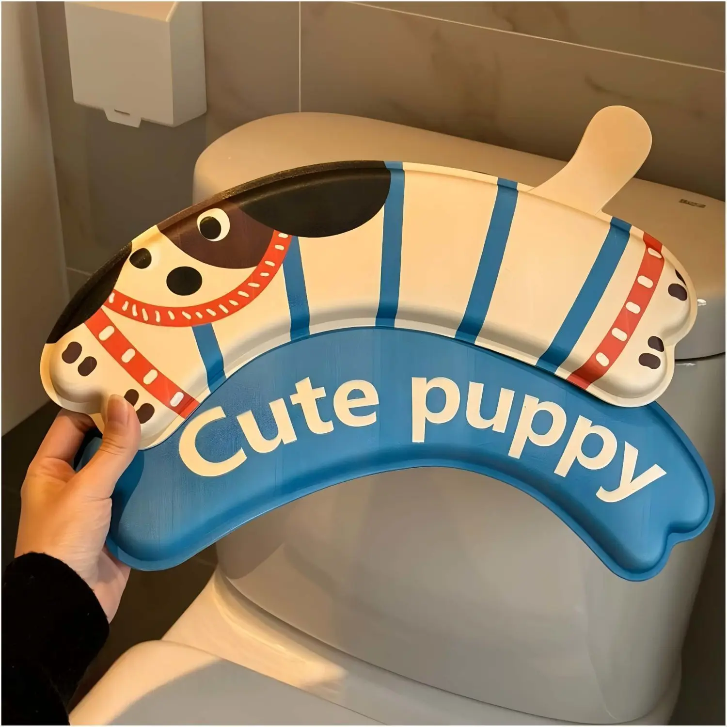 Cartoon Dog Printed Eva Toilet Seat Mat Waterproof Self Adhesive Washable Four Seasons Universal Bathroom Cushion Pad