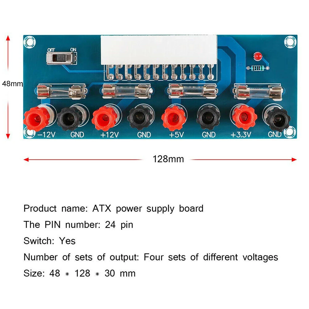 24 Pins Atx Benchtop Board Computer Pc Power Supply Breakout Adapter Module