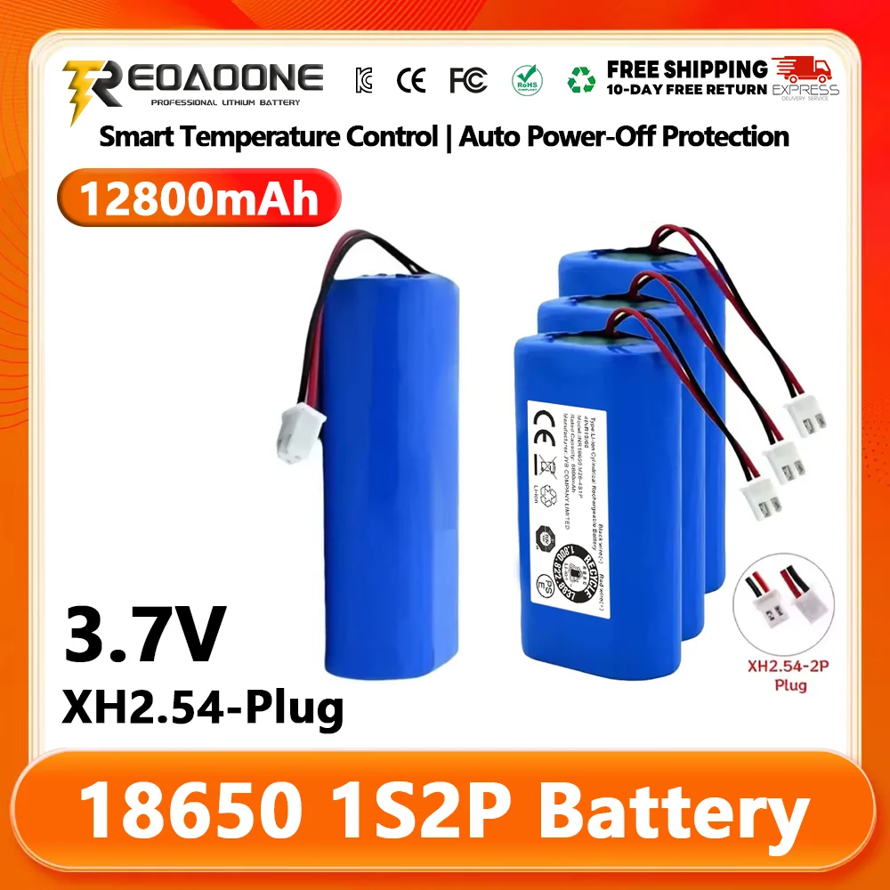 

3.7V 18650 Rechargeable Lithium Battery with XH2.54-2P Plug 5200/9800/12800mAh battery For Fishing LED Light Bluetooth Speaker