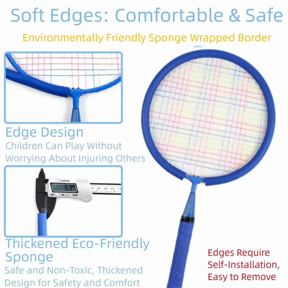 مضارب كرة الريشة للأطفال الممتصة للصدمات، مجموعة مضارب كرة الريشة المحمولة خفيفة الوزن مع حقيبة حمل