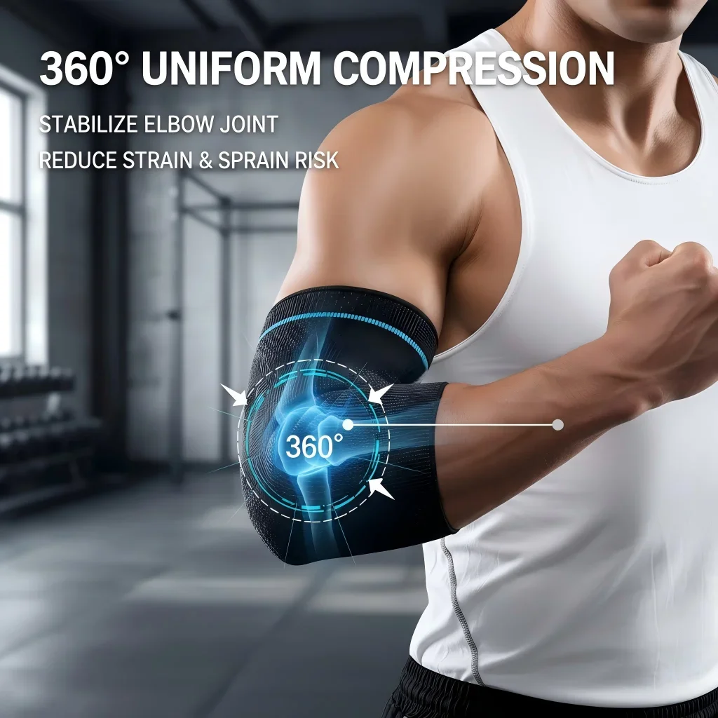 VBOSI Elbow Compression Sleeve - Tennis Elbow Brace for Tendonitis Pain Relief, Breathable Elbow Support for Men Women, Non-Slip