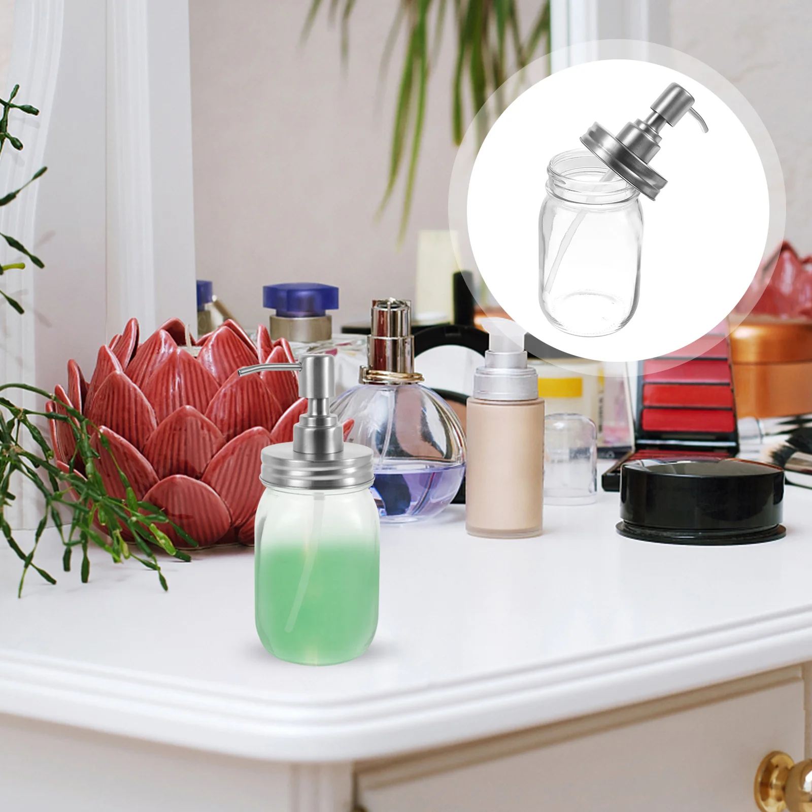 

Glass Lotion Dispenser Bottle 500ml Transparent Press Pump for Home Hotel Kitchen Liquid Soap Shampoo Shower Gel