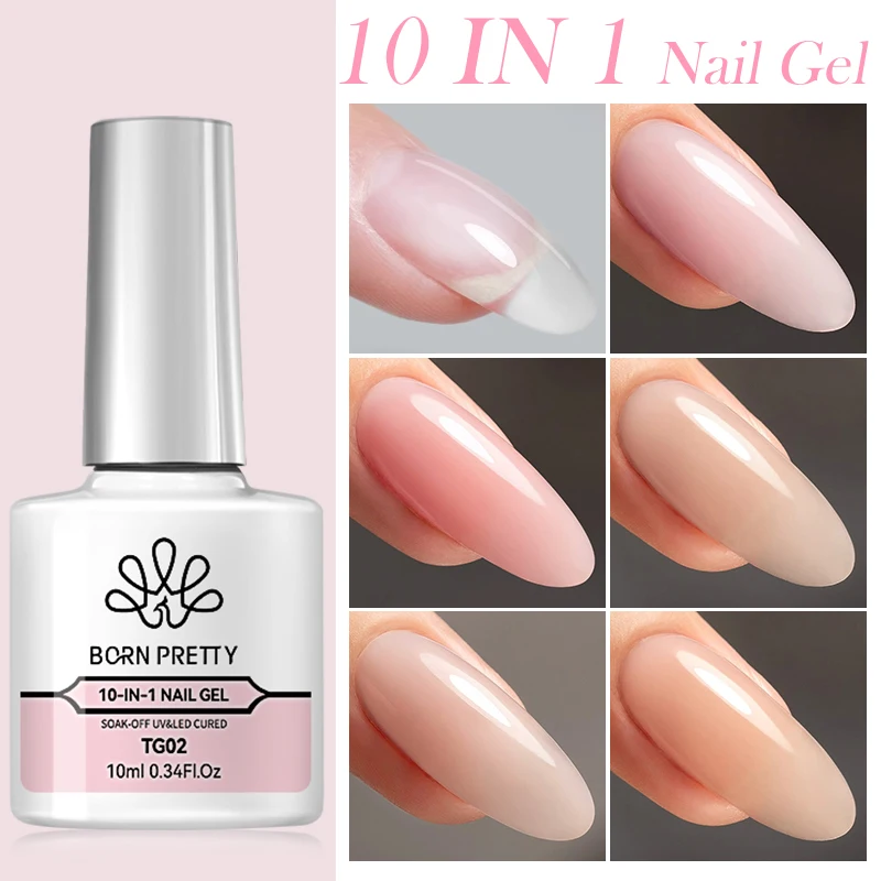 BORN PRETTY Pink 10 IN 1 Nail Gel Extension UV Gel Polish Soak Off Nail Gel Semi Permanent Nail Art Self-leveling Manicure Varni