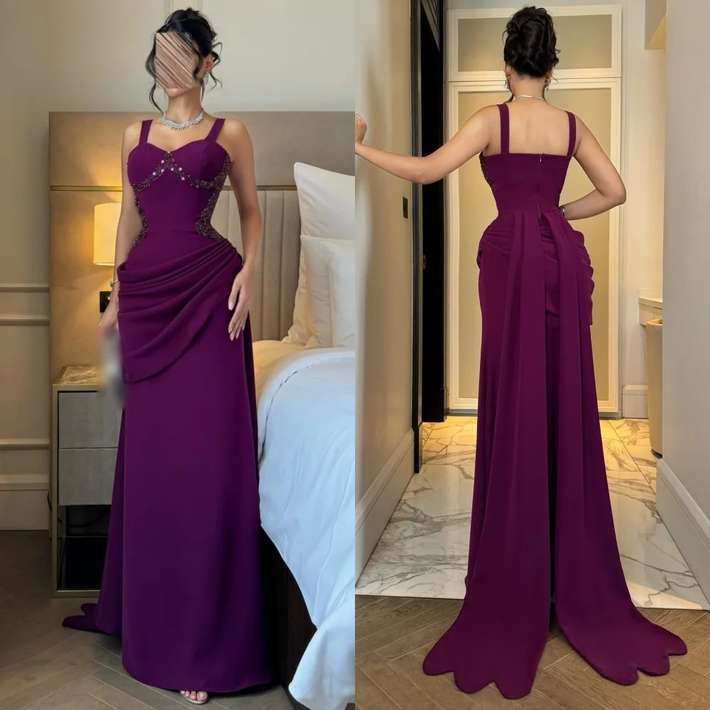 Vestidos largos de novia con pliegues y lentejuelas, Jersey elegante personalizado a la moda, clásico para ocasiones a medida